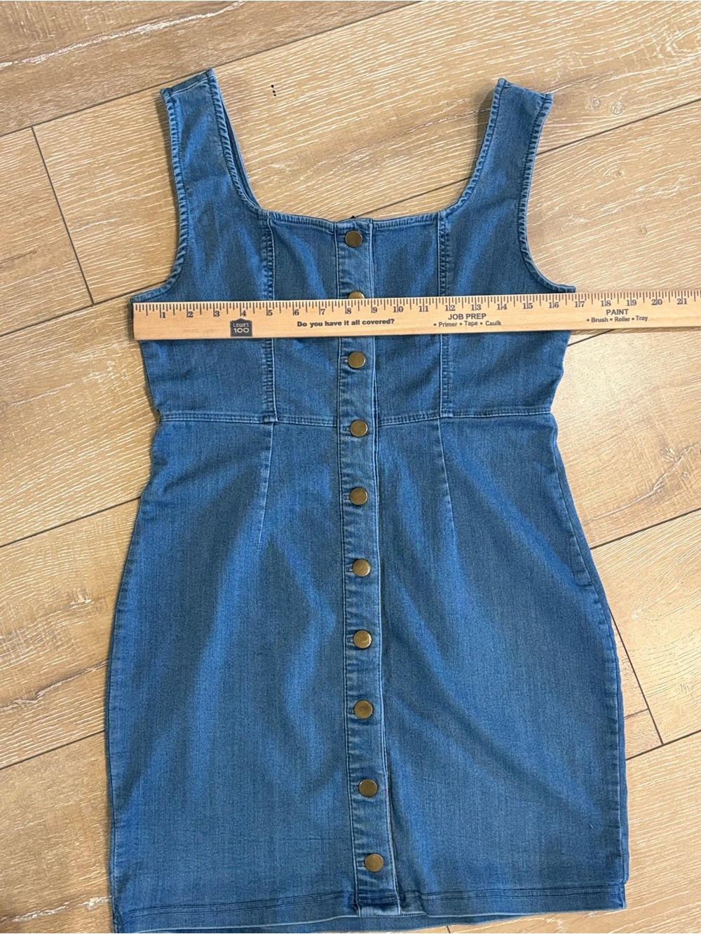 Blashe Denim Button Front Mini Dress XL Stretch Blue Jean Bodycon Sleeveless - Picture 7 of 8